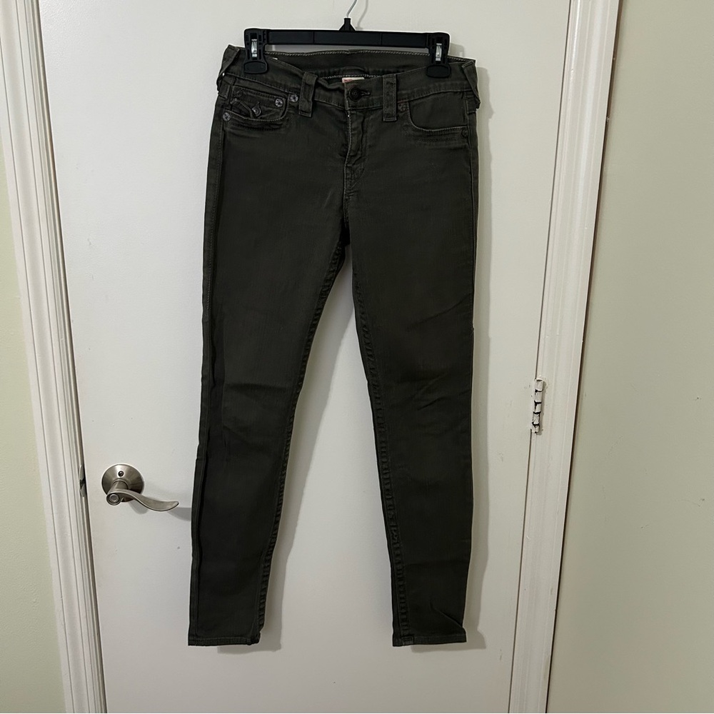 True Religion | Dark Olive Green Denim Skinny Jeans | Size 27
